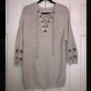 Lace Up Cream Sweater Dress from Ooh La Luxe